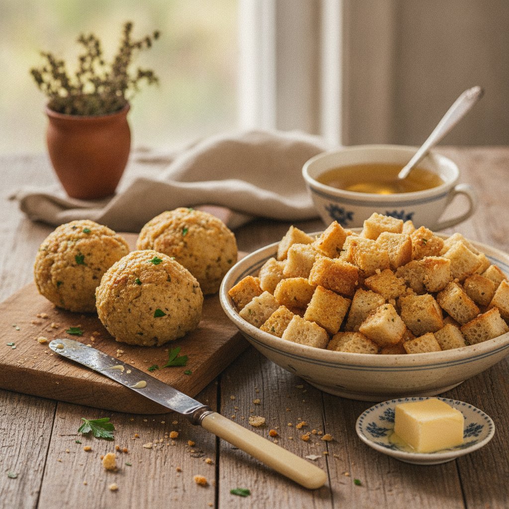 Semmel für Suppe und Klöße rösten