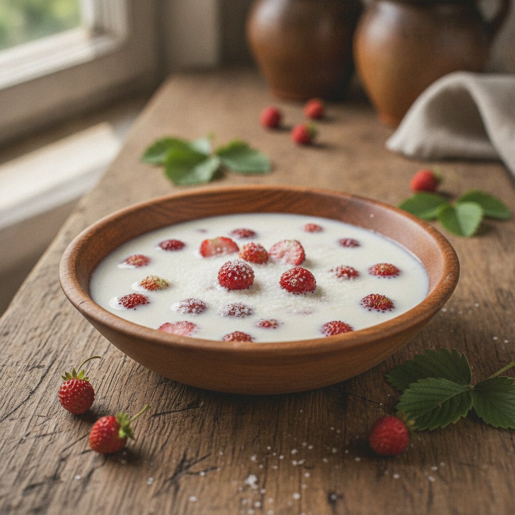 Milch mit Erdbeeren