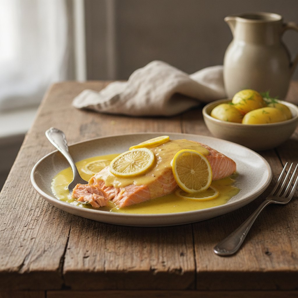 Lachs mit gelber Sauce
