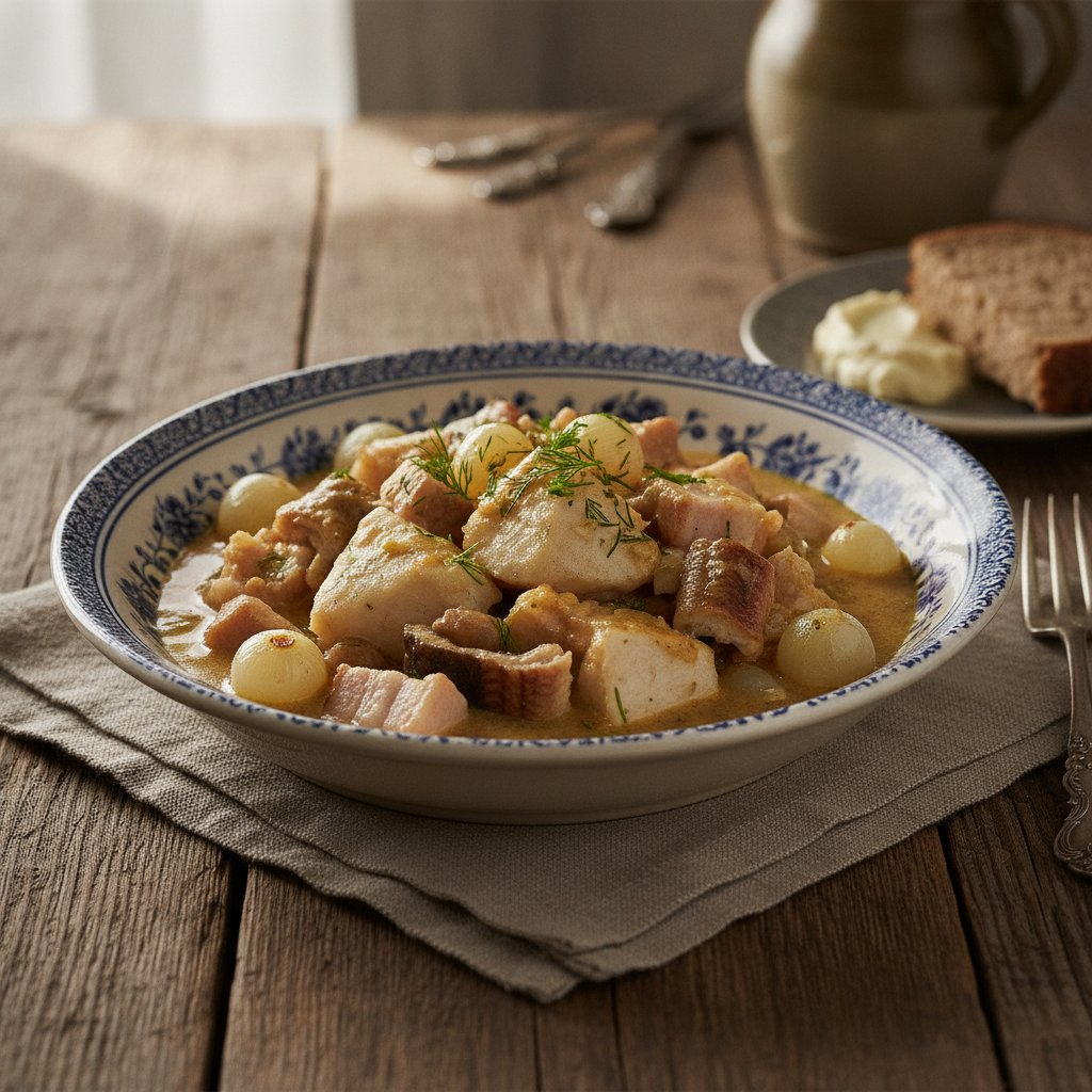 Karpfenragout mit Aal und Schweinefleisch