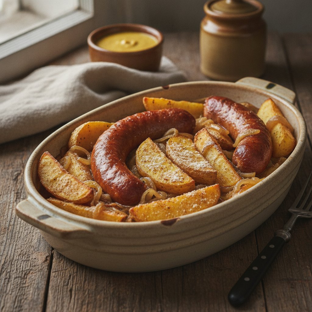 Gebackene Kartoffeln mit Bratwurst
