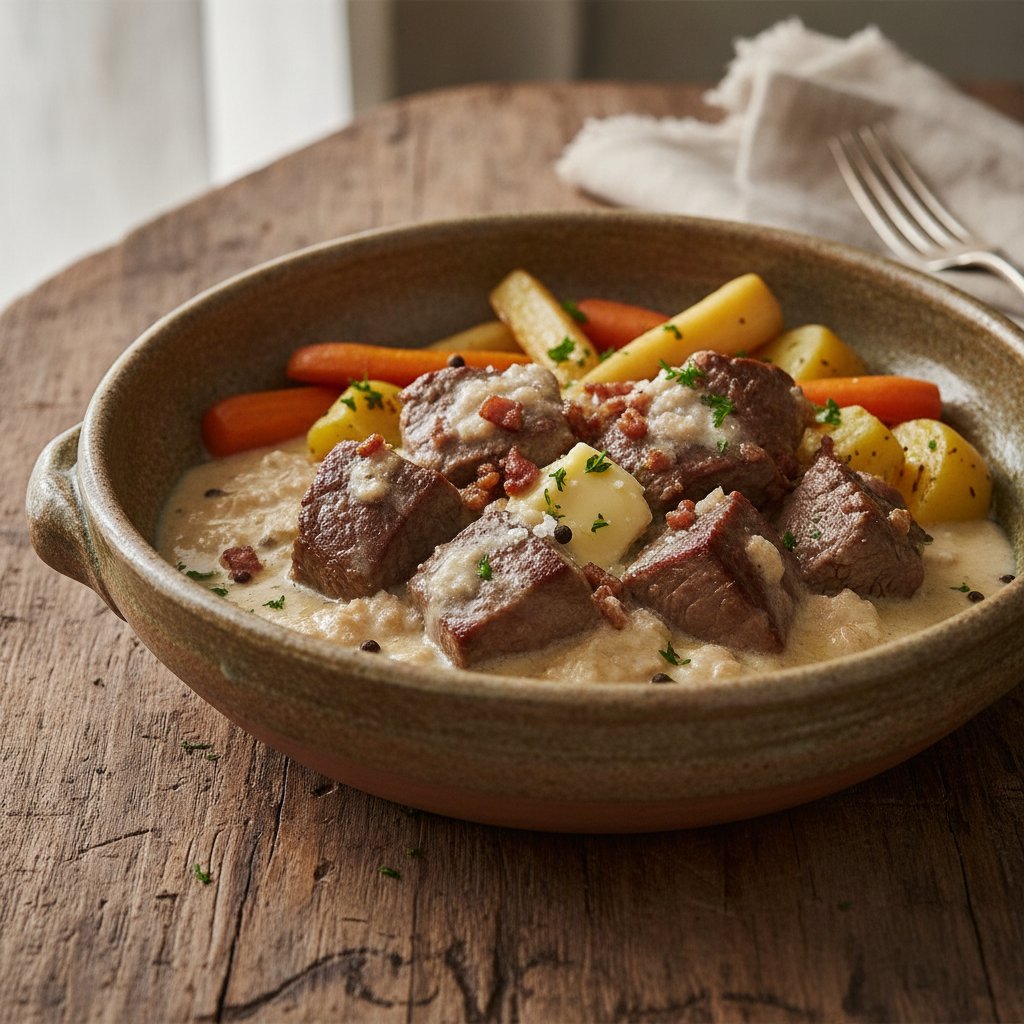 Rinderschmorfleisch in saurer Milch