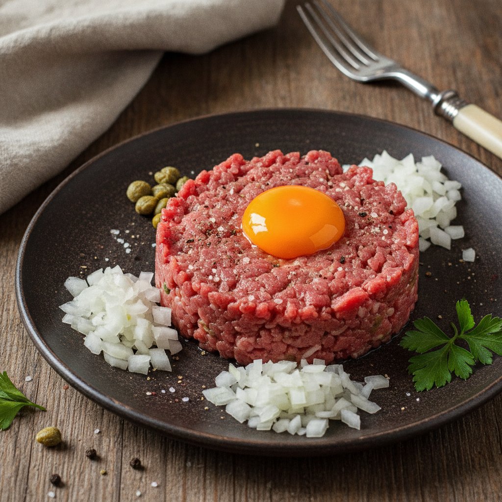 Rohes Beefsteak oder Beefsteak à la tartare