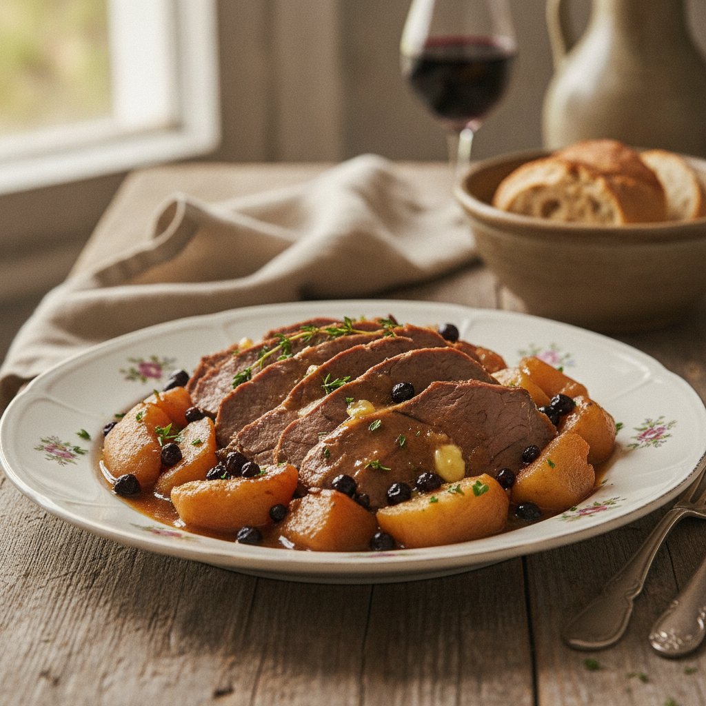 Suppenfleisch mit Äpfeln