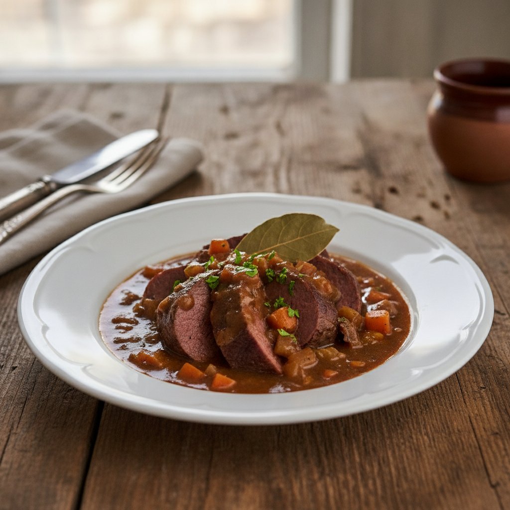 Rinderherz mit Ragoutsauce