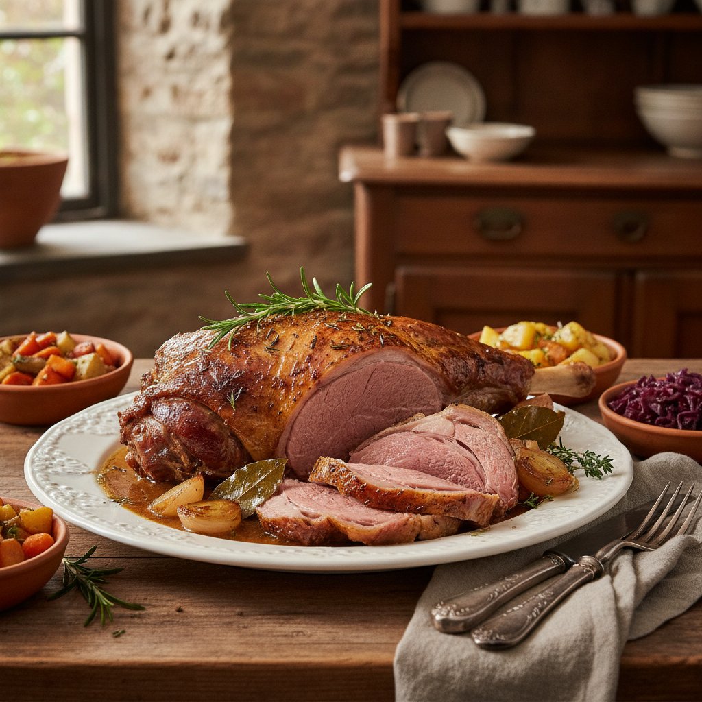 Hammelkeule gebraten