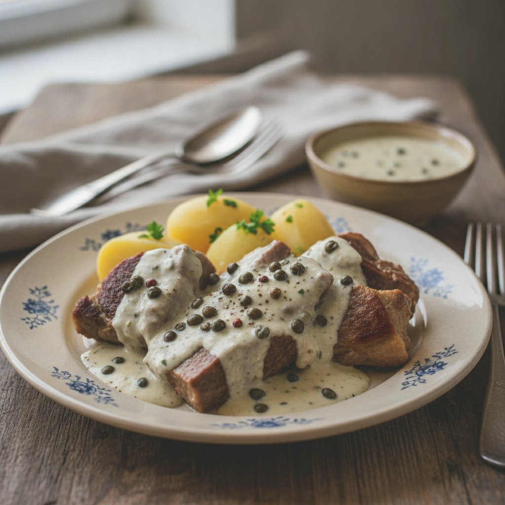 Hammelfleisch mit Kapernsauce