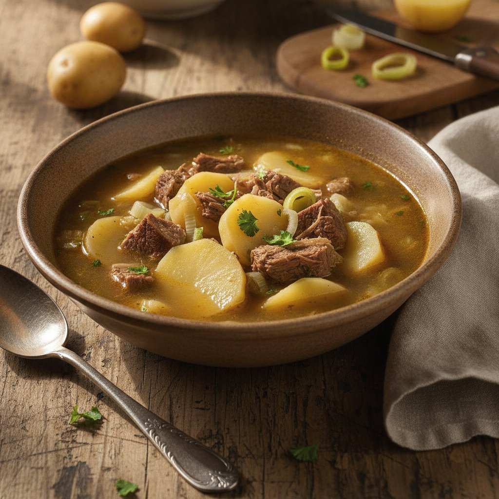 Kartoffelsuppe mit Fleischbrühe