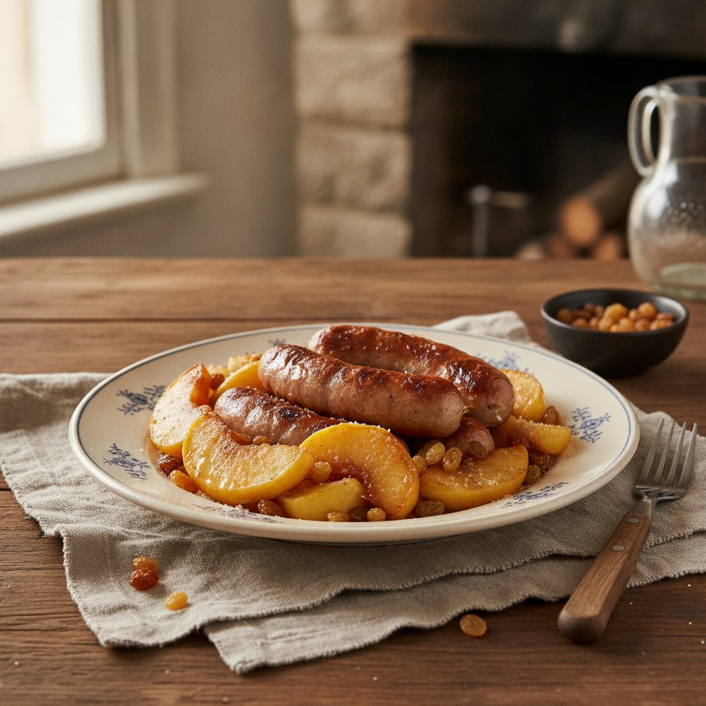 Bratwurst mit Äpfeln