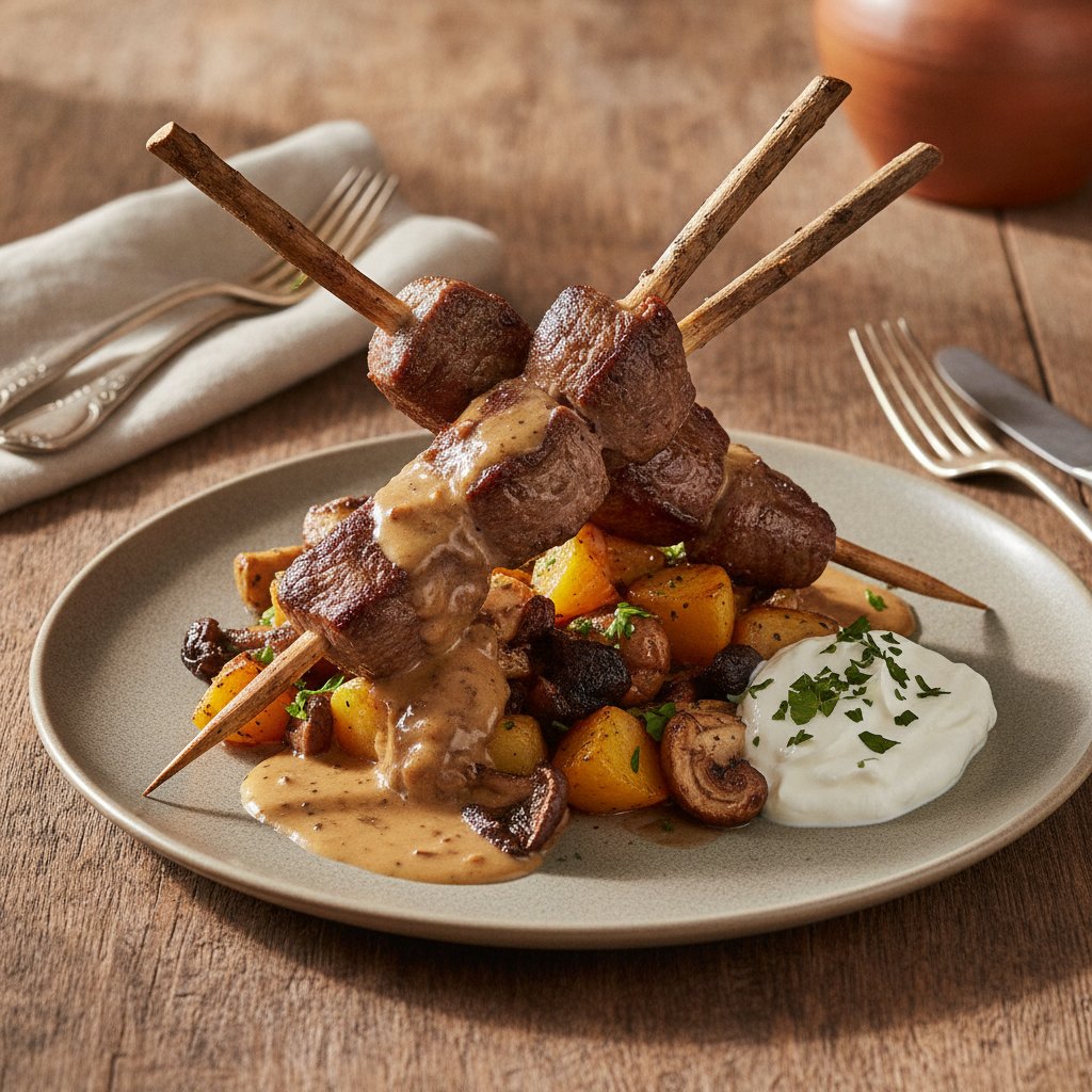 Reh- oder Hirschziemer am Spieß