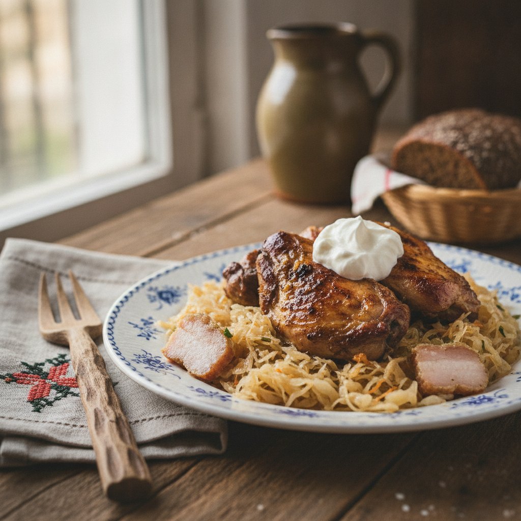 Hase mit Sauerkohl