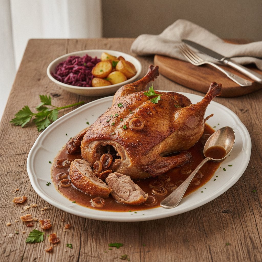 Gedämpfte Ente mit brauner Sauce
