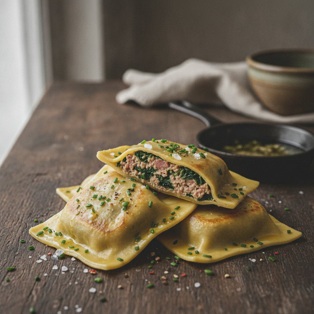 Ravioli oder Fleischtaschen