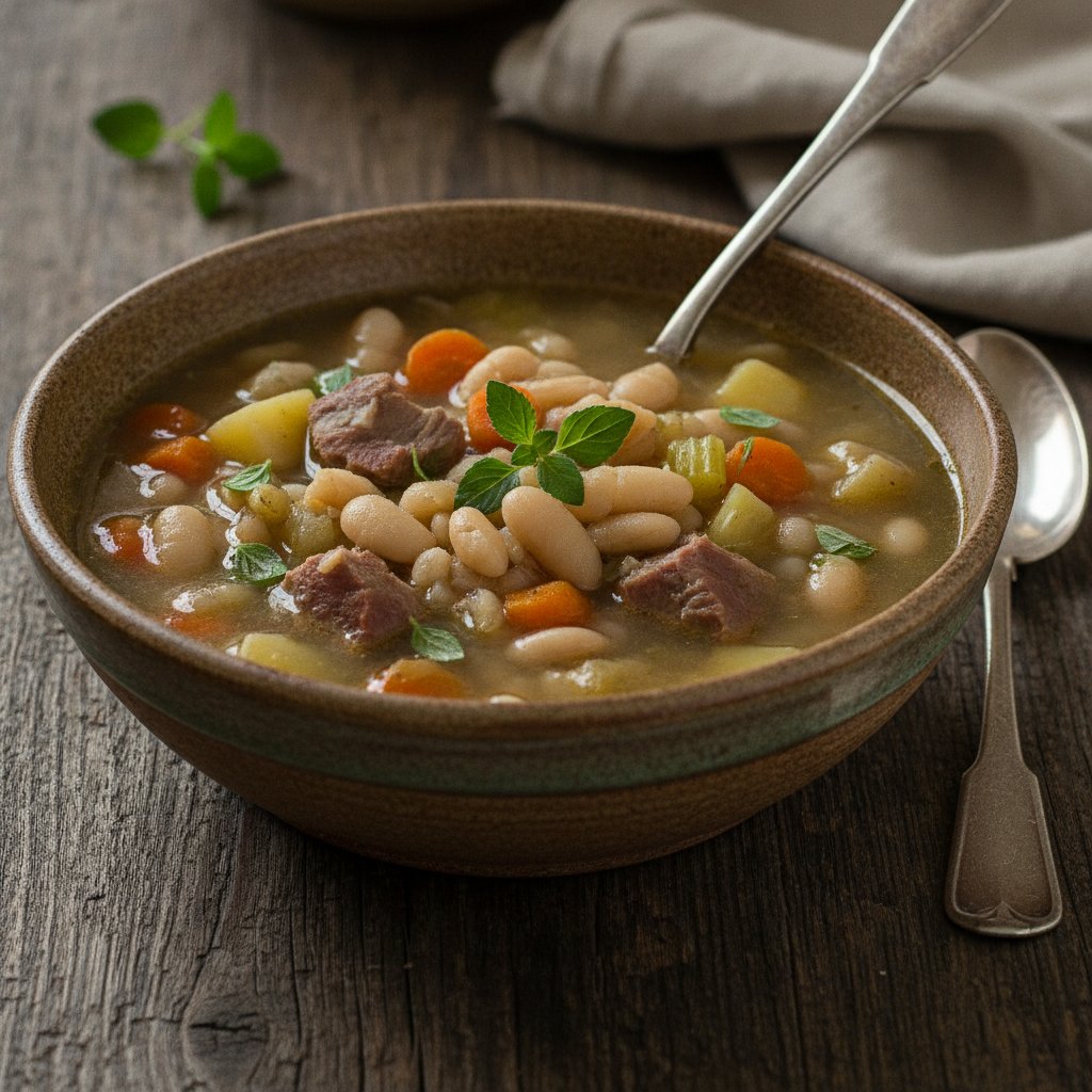 Bohnensuppe mit Gänsepökelfleisch
