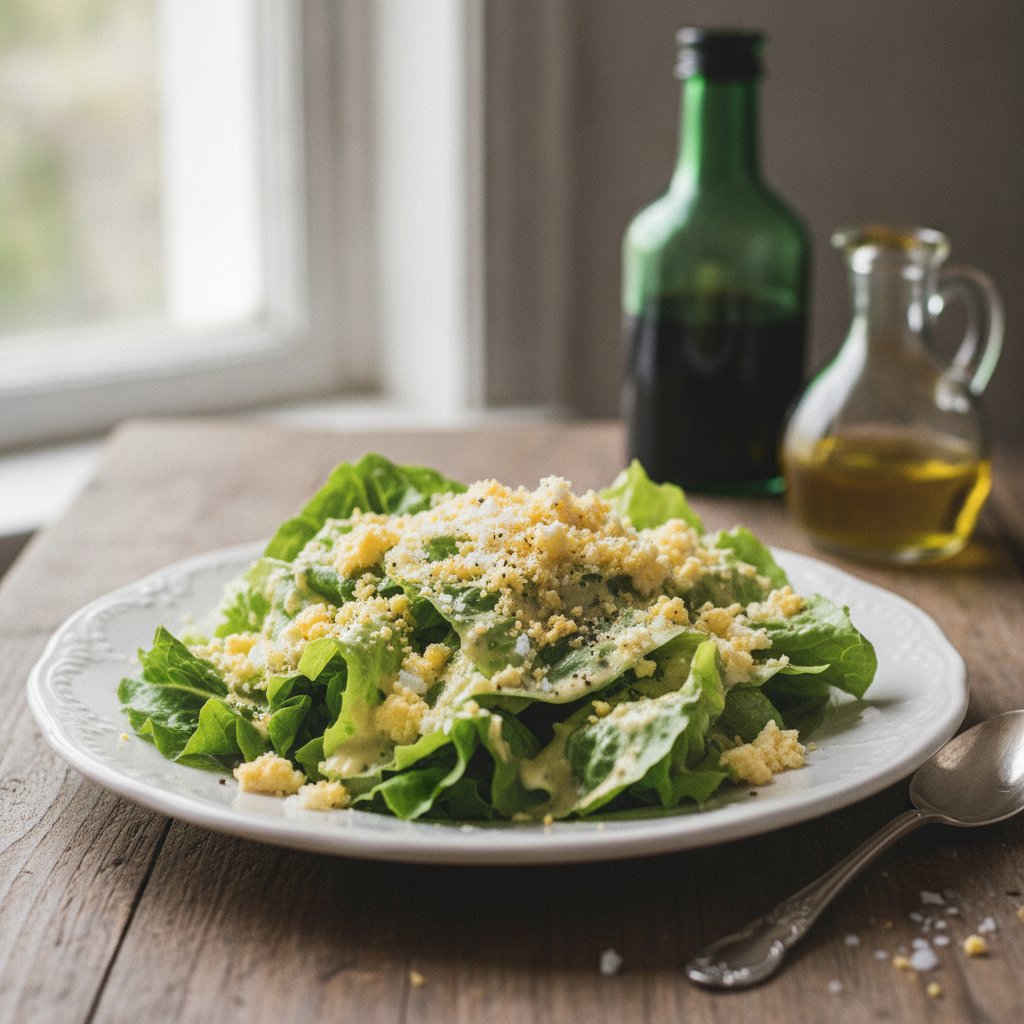 Kopfsalat oder grüner Salat mit Eiersauce