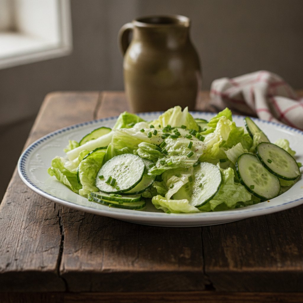 Salat von Gurken und Kopfsalat