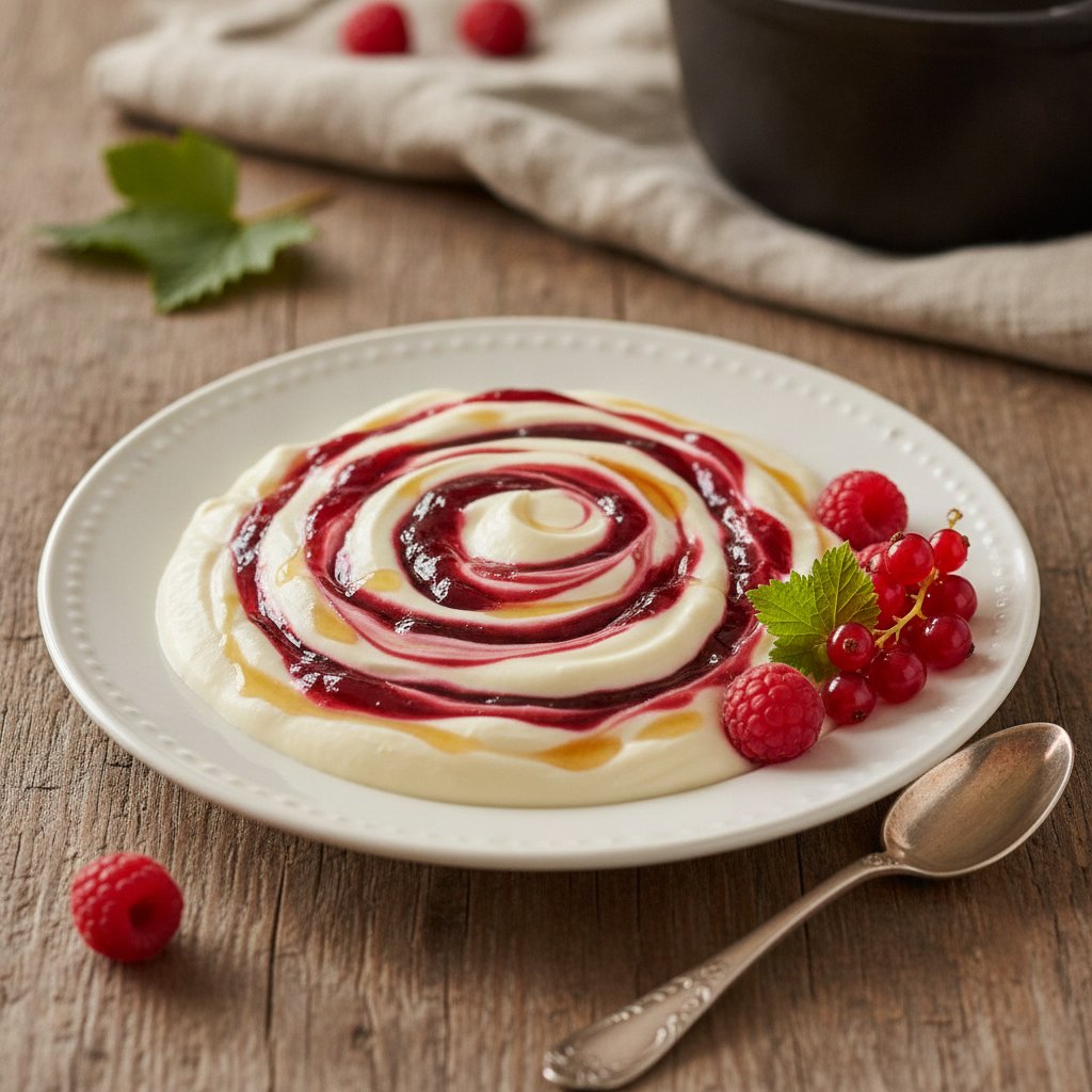 Kalte Sahnesauce mit Gelee oder rotem Wein – zu Milchspeisen passend