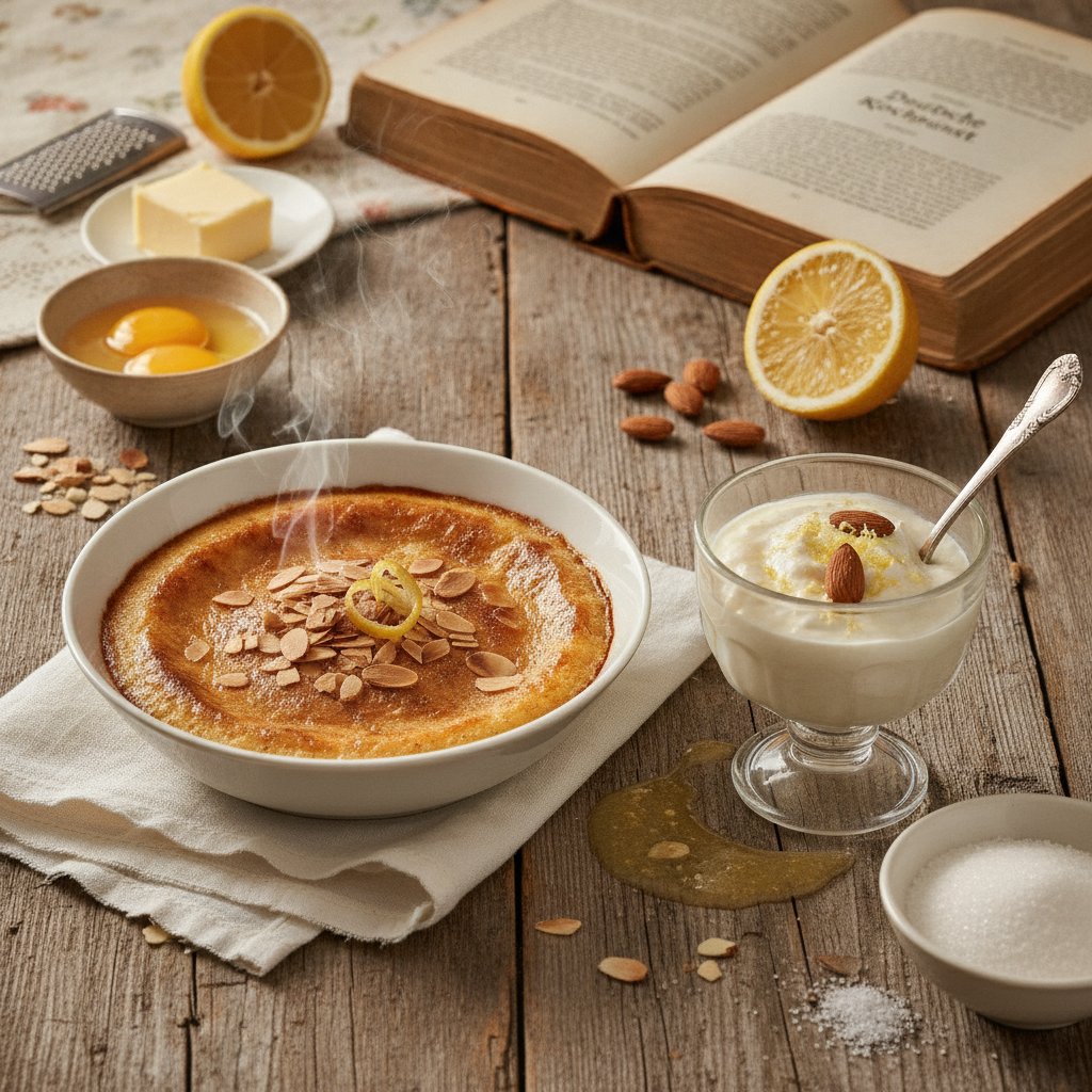 Mandelpudding, warm und kalt