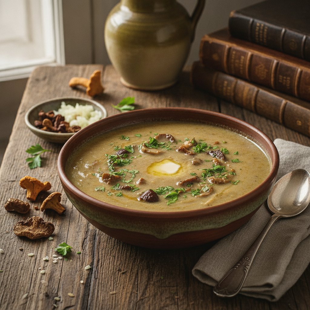 Pilzsuppe von getrockneten Pilzen