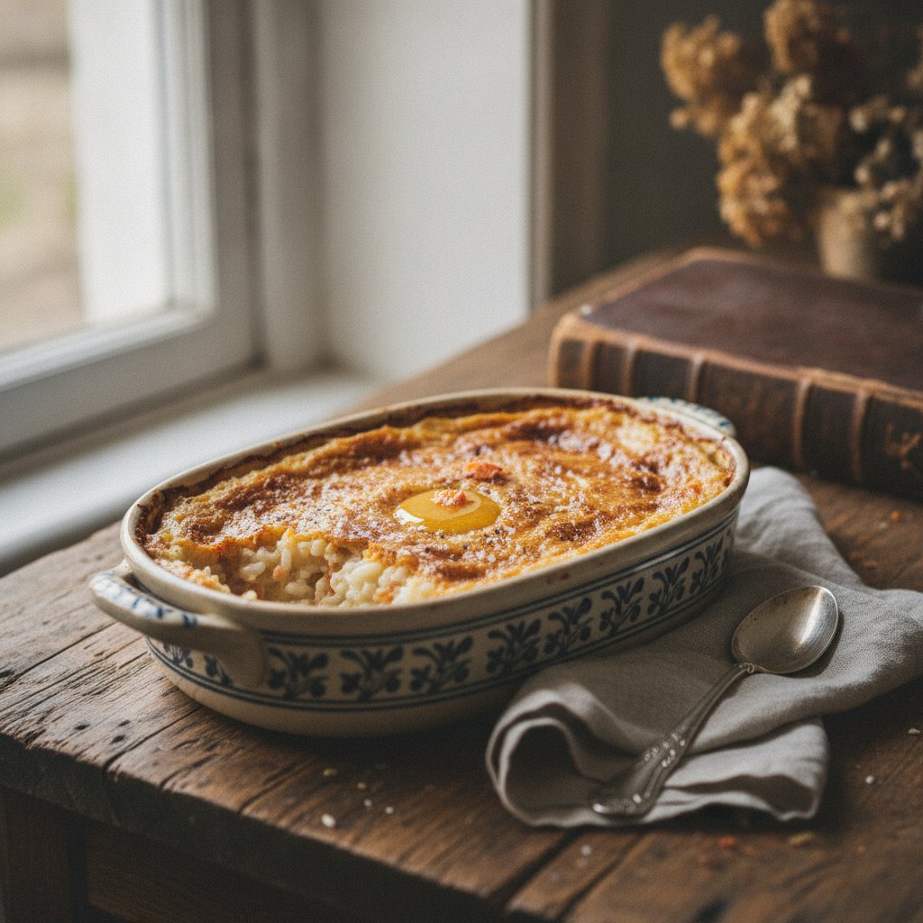 Reisauflauf mit Krebsbutter