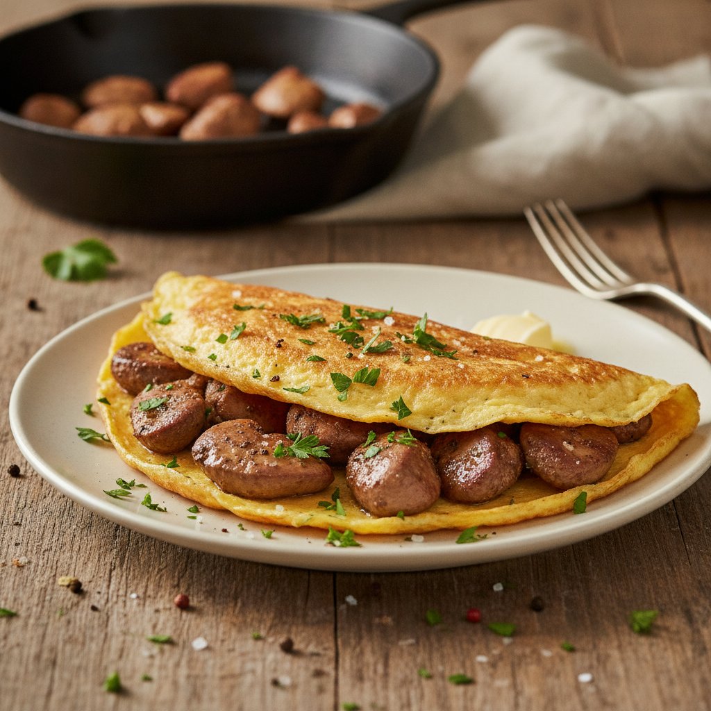 Omelette mit Geflügellebern