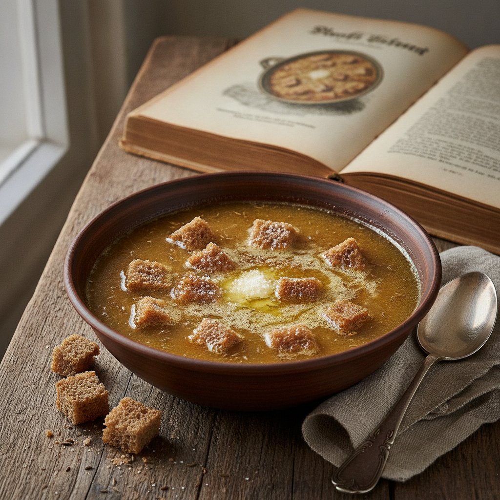 Biersuppe mit Brot