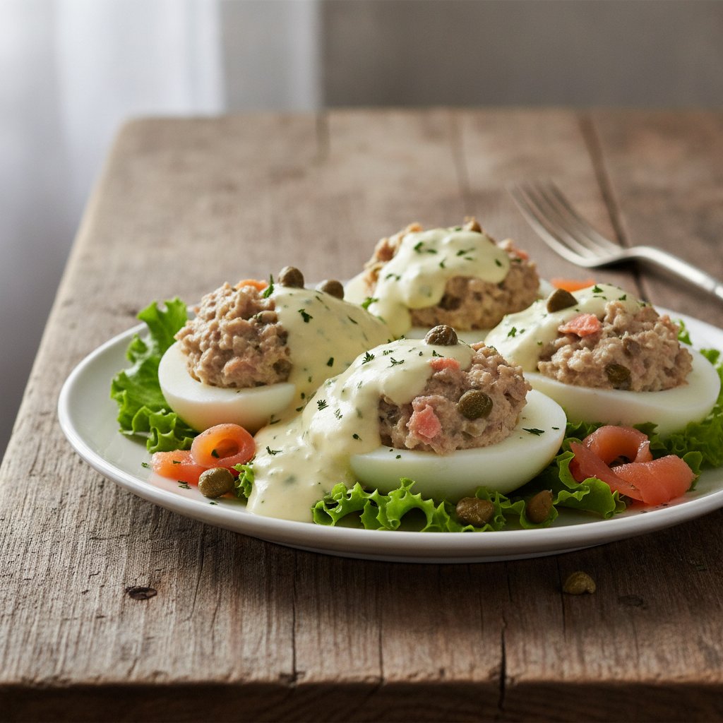 Gefüllte Eier mit Remouladensauce