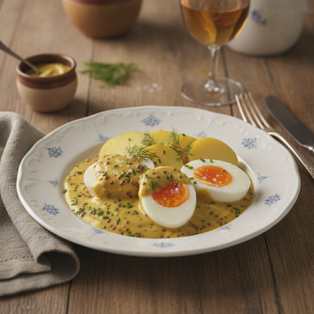 Eier mit Senfsauce