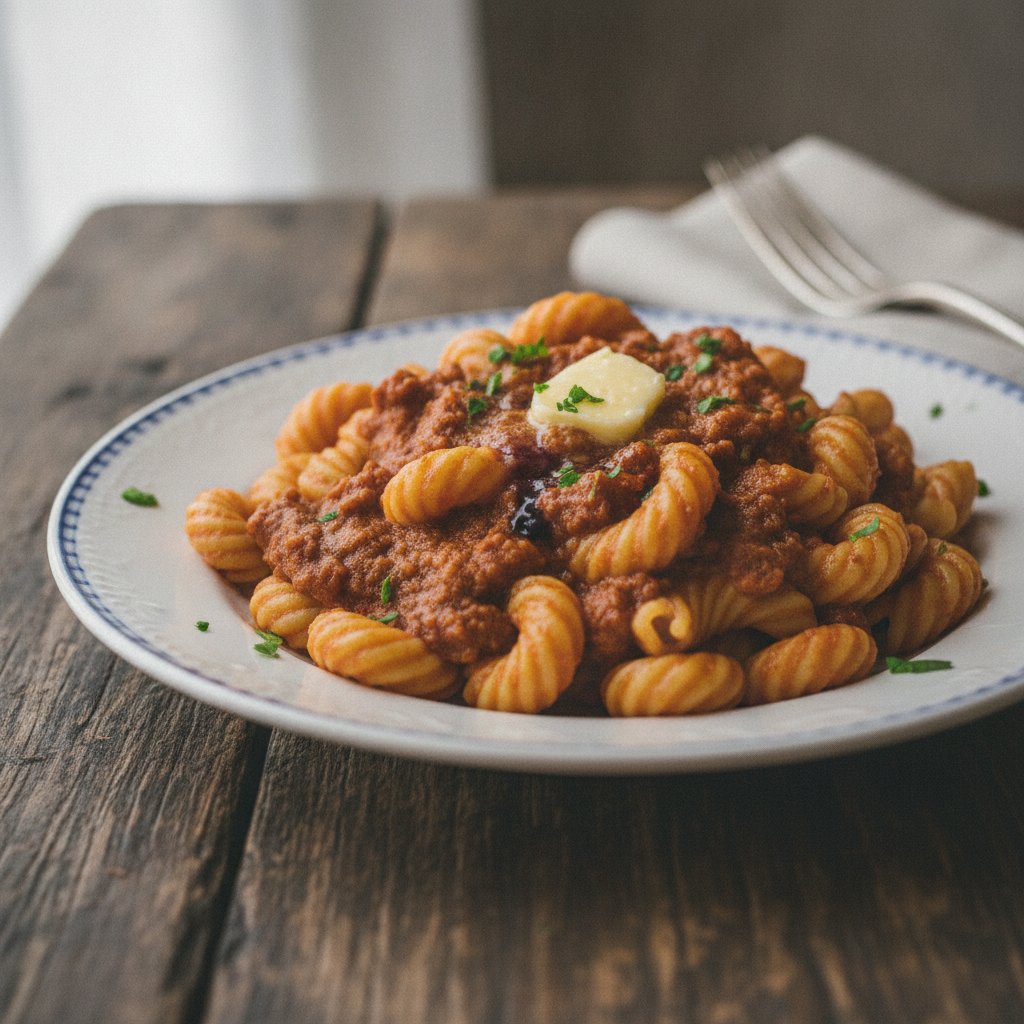 Makkaroni mit Tomatenbrei